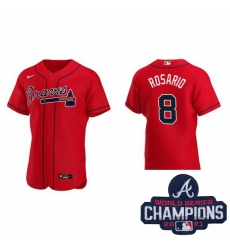 Men Nike Atlanta Braves 8 Eddie Rosario Red Alternate Stitched Baseball Stitched MLB 2021 Champions Patch Jersey Men Nike Atlanta Braves 8 Eddie Rosario Red Alternate Stitched Baseball Stitched MLB 2021 Champions Patch Jersey