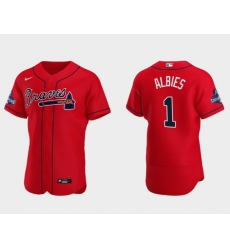 Men's Red Atlanta Braves #1 Ozzie Albies 2021 World Series Champions Flex Base Stitched Jersey Men's Red Atlanta Braves #1 Ozzie Albies 2021 World Series Champions Flex Base Stitched Jersey
