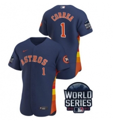 Men Houston Astros 1 Carlos Correa 2021 Navy World Series Flex Base Stitched Baseball Jersey Men Houston Astros 1 Carlos Correa 2021 Navy World Series Flex Base Stitched Baseball Jersey