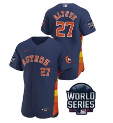 Men Houston Astros 27 Jose Altuve 2021 Navy World Series Flex Base Stitched Baseball Jersey Men Houston Astros 27 Jose Altuve 2021 Navy World Series Flex Base Stitched Baseball Jersey