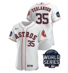 Men Houston Astros 35 Justin Verlander 2021 White World Series Flex Base Stitched Baseball Jersey Men Houston Astros 35 Justin Verlander 2021 White World Series Flex Base Stitched Baseball Jersey