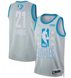 Men 2022 All Star 21 Joel Embiid Blue Eastern Conference Gray Eastern Conference Stitched Basketball Jerse Men 2022 All Star 21 Joel Embiid Blue Eastern Conference Gray Eastern Conference Stitched Basketball Jerse