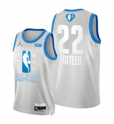 Men 2022 All Star Miami Heat jimmy butler grey blue 75th patch cleveland all star jersey Men 2022 All Star Miami Heat jimmy butler grey blue 75th patch cleveland all star jersey