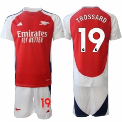 Men Arsenal FC 19 Leandro Trossard 2024 Red Home Soccer Jersey Suit