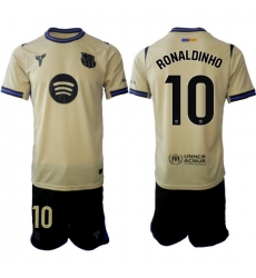 Men FC Barcelona 2026 Soccer Jerseys Beige #10 RONALDINHO