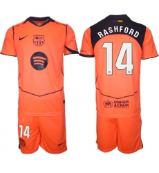 Men FC Barcelona 2026 Soccer Jerseys Orange #14 RASHFORD