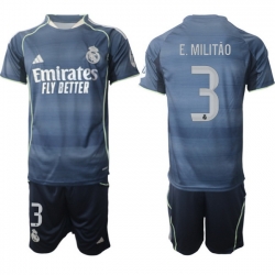 Men Real Madrid 2026 Soccer Jerseys DarkBlue #3 E.MILITAO