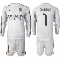Men Real Madrid 2026 Soccer Jerseys White Long #1 COURTOIS
