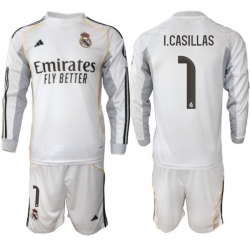 Men Real Madrid 2026 Soccer Jerseys White Long #1 I.CASILLAS
