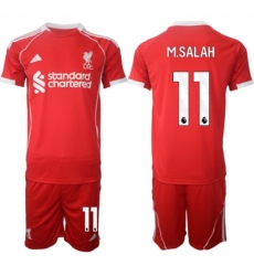 Men Liverpool 11 Mohamed Salah 2025 Red Home Soccer Jersey Suit