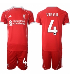 Men Liverpool 4 Virgil 2025 Red Home Soccer Jersey Suit Men Liverpool 4 Virgil 2025 Red Home Soccer Jersey Suit