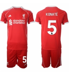 Men Liverpool 5 Ibrahima Konat 2025 Red Home Soccer Jersey Suit Men Liverpool 5 Ibrahima Konat 2025 Red Home Soccer Jersey Suit