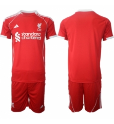 Men Liverpool Blank 2025 Red Home Soccer Jersey Suit