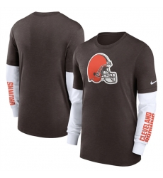 Men Cleveland Browns Heather Brown Slub Fashion Long Sleeve T Shirt Men Cleveland Browns Heather Brown Slub Fashion Long Sleeve T Shirt