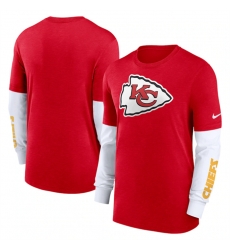 Men Kansas City Chiefs Heather Red Slub Fashion Long Sleeve T Shirt Men Kansas City Chiefs Heather Red Slub Fashion Long Sleeve T Shirt