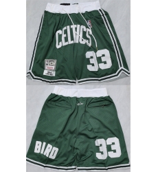 Men Boston Celtics 33 Larry Bird Green Shorts
