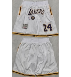 Men Los Angeles Lakers 24 Kobe Bryant White 2025 Shorts Men Los Angeles Lakers 24 Kobe Bryant White 2025 Shorts