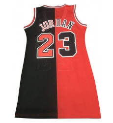 Women Chicago Bulls 23 Michael Jordan Dress Stitched Jersey Red Black Split II Women Chicago Bulls 23 Michael Jordan Dress Stitched Jersey Red Black Split II