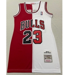 Women Chicago Bulls 23 Michael Jordan Dress Stitched Jersey Red White Split Women Chicago Bulls 23 Michael Jordan Dress Stitched Jersey Red White Split