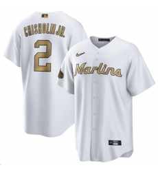 Men Miami Marlins 2 Jazz Chisholm Jr 2022 All Star White Cool Base Stitched Baseball Jersey Men Miami Marlins 2 Jazz Chisholm Jr 2022 All Star White Cool Base Stitched Baseball Jersey