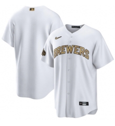 Men Milwaukee Brewers Blank 2022 All Star White Cool Base Stitched Baseball Jersey Men Milwaukee Brewers Blank 2022 All Star White Cool Base Stitched Baseball Jersey