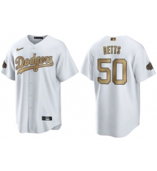 Men's Los Angeles Dodgers #50 Mookie Betts White 2022 All-Star Cool Base Stitched Baseball Jersey Men's Los Angeles Dodgers #50 Mookie Betts White 2022 All-Star Cool Base Stitched Baseball Jersey