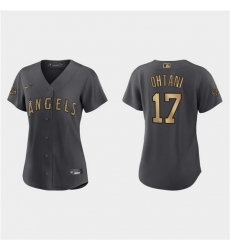 Women Los Angeles Angels 17 Shohei Ohtani 2022 All Star Charcoal Stitched Baseball Jersey Women Los Angeles Angels 17 Shohei Ohtani 2022 All Star Charcoal Stitched Baseball Jersey