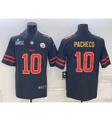 Men Kansas City Chiefs 10 Isiah Pacheco Black Red Gold Super Bowl LVII Patch Vapor Untouchable Limited Stitched Jersey Men Kansas City Chiefs 10 Isiah Pacheco Black Red Gold Super Bowl LVII Patch Vapor Untouchable Limited Stitched Jersey