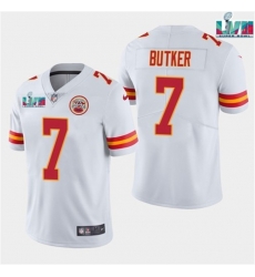 Men Kansas City Chiefs 7 Harrison Butker White Super Bowl LVII Patch Vapor Untouchable Limited Stitched Jersey Men Kansas City Chiefs 7 Harrison Butker White Super Bowl LVII Patch Vapor Untouchable Limited Stitched Jersey