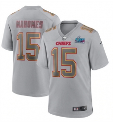 Men Women Youth Toddler Kansas City Chiefs 15 Patrick Mahomes Grey Super Bowl LVII Patch Atmosphere Fashion Stitched Game Jersey Men Women Youth Toddler Kansas City Chiefs 15 Patrick Mahomes Grey Super Bowl LVII Patch Atmosphere Fashion Stitched Game Jersey