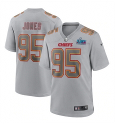 Men Women Youth Toddler Kansas City Chiefs 95 Chris Jones Grey Super Bowl LVII Patch Atmosphere Fashion Stitched Game Jersey Men Women Youth Toddler Kansas City Chiefs 95 Chris Jones Grey Super Bowl LVII Patch Atmosphere Fashion Stitched Game Jersey