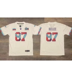 Men's Kansas City Chiefs #87 Travis Kelce White Super Bowl LVII Patch Vapor Untouchable Limited Stitched Jersey Men's Kansas City Chiefs #87 Travis Kelce White Super Bowl LVII Patch Vapor Untouchable Limited Stitched Jersey