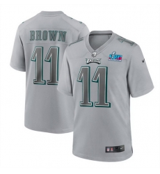 Men Women Youth Toddler Philadelphia Eagles 11 A J Brown Grey Super Bowl LVII Patch Atmosphere Fashion Stitched Game Jersey Men Women Youth Toddler Philadelphia Eagles 11 A J Brown Grey Super Bowl LVII Patch Atmosphere Fashion Stitched Game Jersey