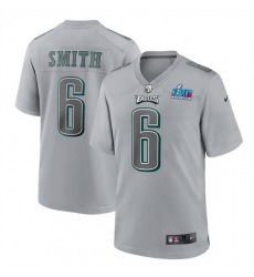 Men Women Youth Toddler Philadelphia Eagles 6 DeVonta Smith Grey Super Bowl LVII Patch Atmosphere Fashion Stitched Game Jersey Men Women Youth Toddler Philadelphia Eagles 6 DeVonta Smith Grey Super Bowl LVII Patch Atmosphere Fashion Stitched Game Jersey
