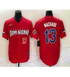 Men's Dominican Republic Baseball #13 Manny Machado Number 2023 Red World Classic Stitched Jersey Men's Dominican Republic Baseball #13 Manny Machado Number 2023 Red World Classic Stitched Jersey