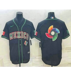 Men Mexico Baseball 2023 Black World Big Logo Classic Stitched Jersey 2 Men Mexico Baseball 2023 Black World Big Logo Classic Stitched Jersey 2