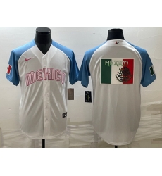 Men Mexico Baseball 2023 White Blue World Baseball Big Logo Classic Stitched Jersey Men Mexico Baseball 2023 White Blue World Baseball Big Logo Classic Stitched Jersey