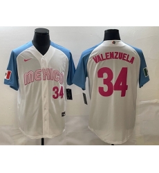 Men Mexico Baseball 34 Fernando Valenzuela 2023 White Blue World Baseball Classic Stitched Jersey Men Mexico Baseball 34 Fernando Valenzuela 2023 White Blue World Baseball Classic Stitched Jersey