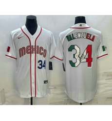 Men Mexico Baseball #34 Fernando Valenzuela Number 2023 White World Classic Stitched Jersey 5 Men Mexico Baseball #34 Fernando Valenzuela Number 2023 White World Classic Stitched Jersey 5
