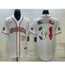 Men Mexico Baseball #34 Fernando Valenzuela Number 2023 White World Classic Stitched Jerseys Men Mexico Baseball #34 Fernando Valenzuela Number 2023 White World Classic Stitched Jerseys