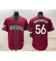 Men Mexico Baseball 56 Randy Arozarena 2023 Red World Baseball Classic Stitched JerseyS Men Mexico Baseball 56 Randy Arozarena 2023 Red World Baseball Classic Stitched JerseyS