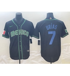 Men Mexico Baseball 7 Julio Urias 2023 Black World Baseball Classic Stitched Jersey Men Mexico Baseball 7 Julio Urias 2023 Black World Baseball Classic Stitched Jersey