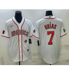 Men Mexico Baseball #7 Julio Urias 2023 White World Baseball Classic Stitched Jerseys Men Mexico Baseball #7 Julio Urias 2023 White World Baseball Classic Stitched Jerseys