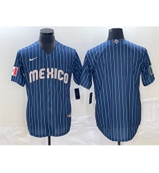 Men Mexico Baseball Blank Navy World Baseball Classic Stitched Jersey Men Mexico Baseball Blank Navy World Baseball Classic Stitched Jersey