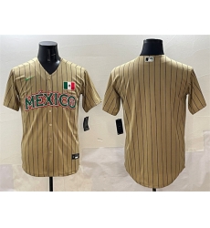 Men Mexico Baseball Blank Tan 2023 World Baseball Classic Stitched Jersey Men Mexico Baseball Blank Tan 2023 World Baseball Classic Stitched Jersey