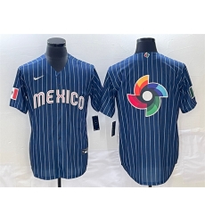 Men Mexico Baseball Navy Team Big Logo World Baseball Classic Stitched Jersey 001 Men Mexico Baseball Navy Team Big Logo World Baseball Classic Stitched Jersey 001
