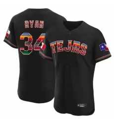 Men Texas Rangers 34 Nolan Ryan Mexican Black Flex Base Stitched Baseball Jersey Men Texas Rangers 34 Nolan Ryan Mexican Black Flex Base Stitched Baseball Jersey