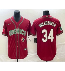 Men's Mexico Baseball #34 Fernando Valenzuela 2023 Red Blue World Baseball Classic Stitched Jersey Men's Mexico Baseball #34 Fernando Valenzuela 2023 Red Blue World Baseball Classic Stitched Jersey
