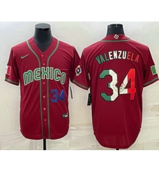 Men's Mexico Baseball #34 Fernando Valenzuela Number 2023 Red Blue World Baseball Classic Stitched Jersey I Men's Mexico Baseball #34 Fernando Valenzuela Number 2023 Red Blue World Baseball Classic Stitched Jersey I