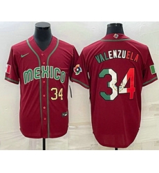Men's Mexico Baseball #34 Fernando Valenzuela Number 2023 Red Blue World Baseball Classic Stitched Jersey3 Men's Mexico Baseball #34 Fernando Valenzuela Number 2023 Red Blue World Baseball Classic Stitched Jersey3